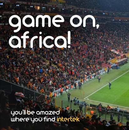 View of large crowd of fans next to a football field